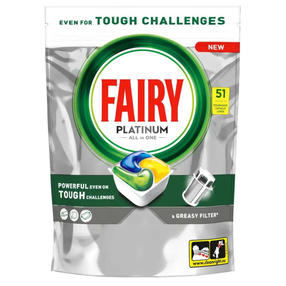 FAIRY 51шт PLATINUM ALL in ONE LEMON /таблетки для посудомоечных машин 